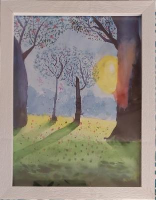 Warmth of Spring - Watercolour painting by child artist Anagha V